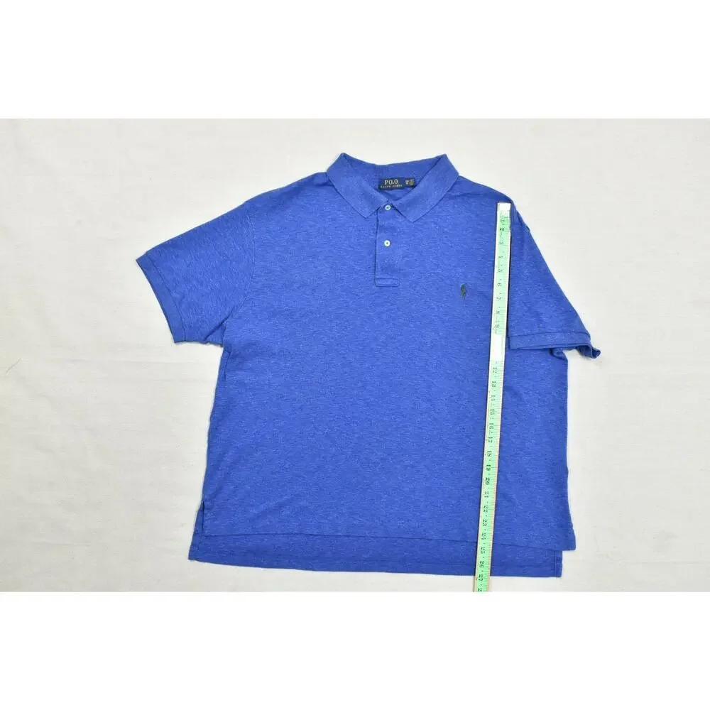Polo Ralph Lauren Shirt Men 2XB Blue Heather Short Sleeve Cotton Big & Tall Pony